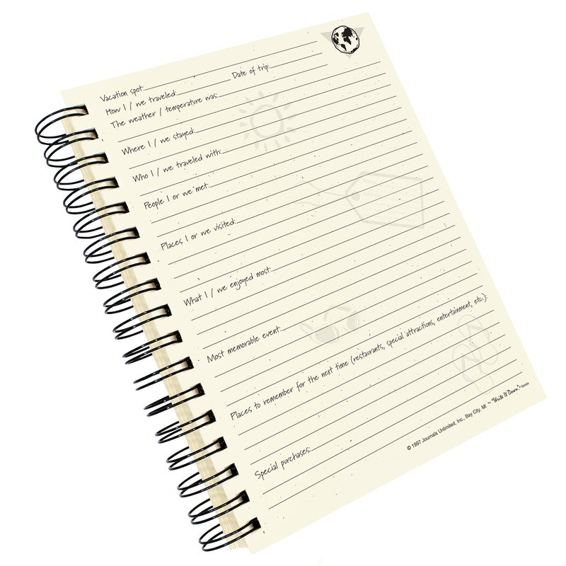 Write it Down series by Journals Unlimited, Guided Journal, Vacation, The Traveler's Journal, Full-size 7.5"x 9", Blue Hard Cover, Made in USA - Image 4